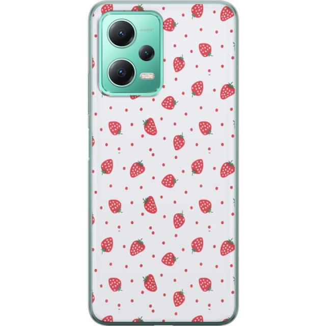Kännykkäkuori Xiaomi Redmi Note 12-laitteelle, jossa on Mansikat kuvio