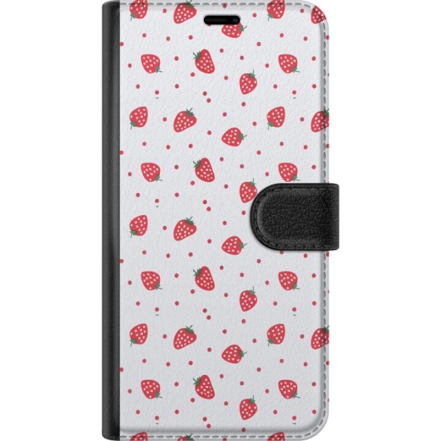Lompakkokotelo Xiaomi Redmi Note 12S-laitteelle, jossa on Mansikat kuvio