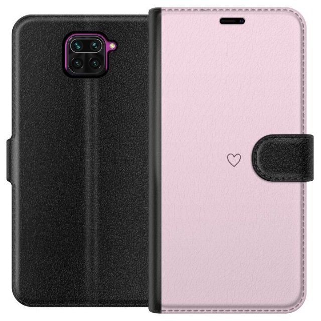 Lompakkokotelo Xiaomi Redmi Note 9-laitteelle, jossa on Sydän kuvio