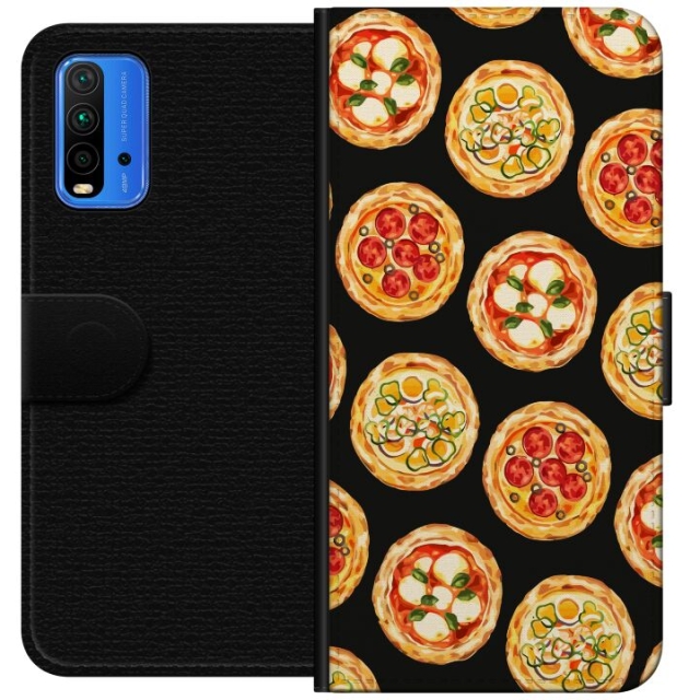 Lompakkokotelo Xiaomi Redmi Note 9 4G-laitteelle, jossa on Pizza kuvio