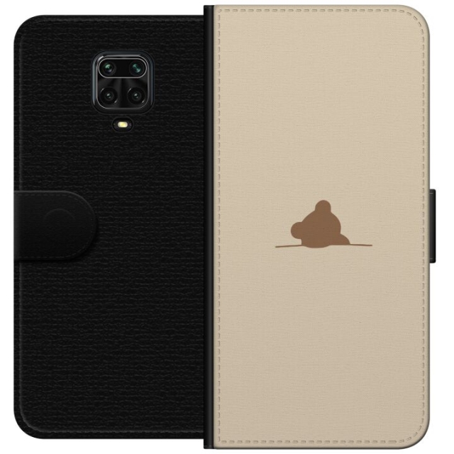 Lompakkokotelo Xiaomi Redmi Note 9S-laitteelle, jossa on Nalle kuvio