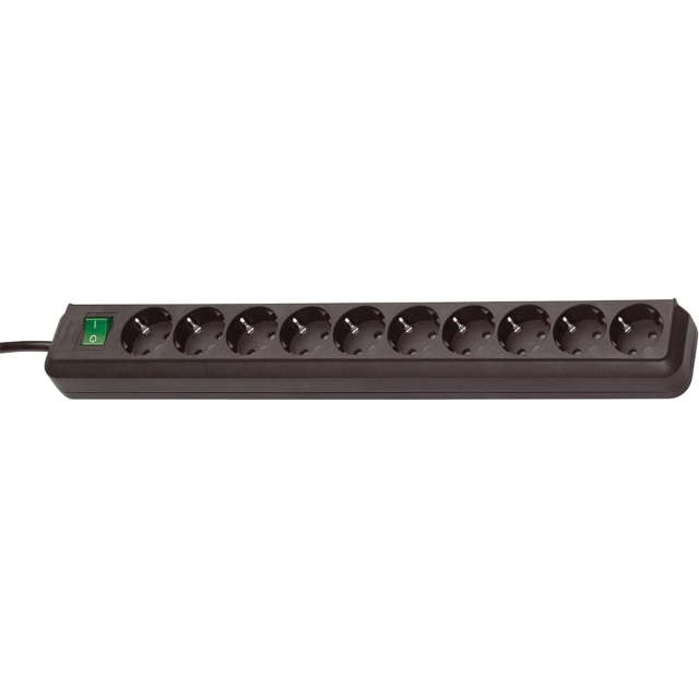 brennenstuhl Jatkopistorasia Eco-Line 10-Paikkaa 3.00 m Musta - Suojakosketin TYPE F
