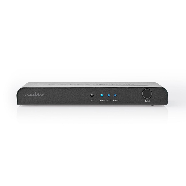 Nedis HDMI ™ Kytkin | 3-Porttinen port(s) | 3x HDMI™ Input | 1x HDMI™ Output | 4K@60Hz | 18 Gbps | Kauko-ohjattu | Metalli | Antrasiitti
