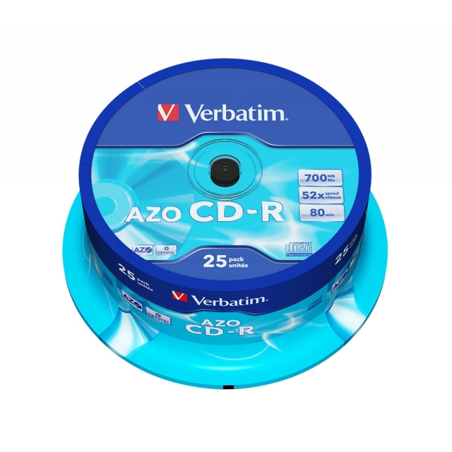 CD-R AZO Crystal 700 MB 52x 25 Pakata Kara