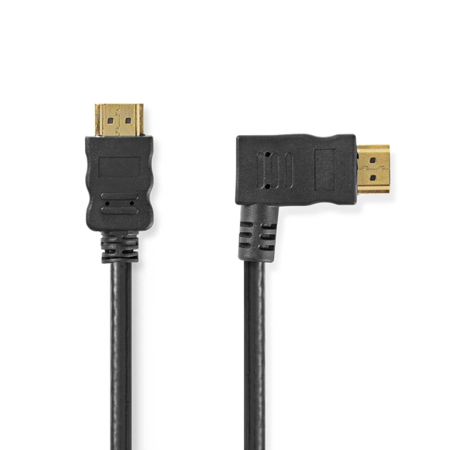 Nedis High Speed HDMI ™ Kaapeli Ethernet | Oikea Hooked HDMI ™ -liitin | HDMI™ liitin | 4K@30Hz | 10.2 Gbps | 1.50 m | Pyöreä | PVC | Musta | Kirjekuori