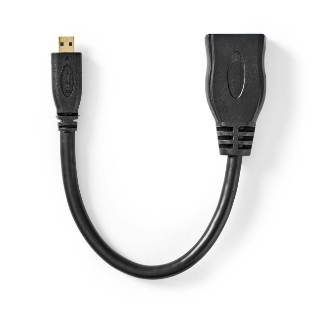 Nedis High Speed ​​HDMI ™ Kaapeli Ethernet | HDMI™ Micro | HDMI™ Ulostulo | 4K@30Hz | 10.2 Gbps | 0.20 m | Pyöreä | PVC | Musta | Kirjekuori