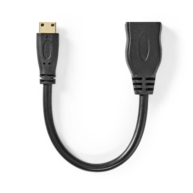 Nedis High Speed HDMI ™ Kaapeli Ethernet | HDMI™ Mini | HDMI™ Ulostulo | 4K@30Hz | 10.2 Gbps | 0.20 m | Pyöreä | PVC | Musta | Kirjekuori
