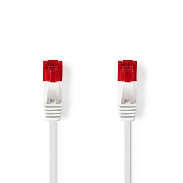Nedis CAT6 Verkkokaapeli | RJ45 uros | RJ45 uros | U/UTP | 3.00 m | Snagless | Litteä | PVC | Valkoinen | Kirjekuori