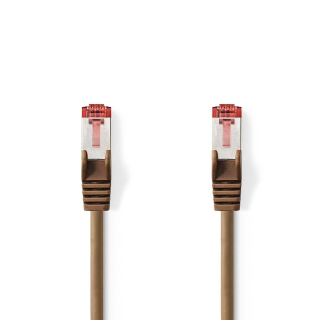 Nedis CAT6 Verkkokaapeli | RJ45 uros | RJ45 uros | S/FTP | 10.0 m | Pyöreä | LSZH | Ruskea | Muovipussi
