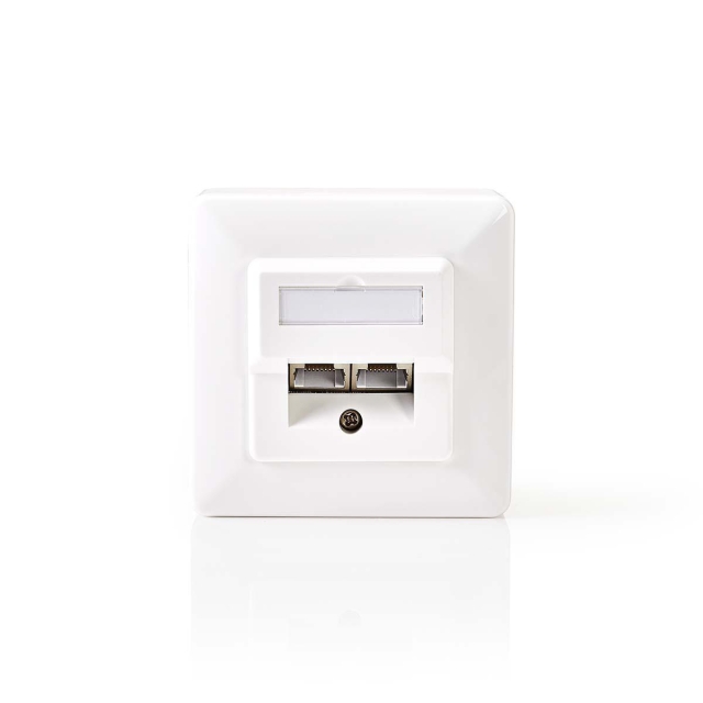 Nedis Verkon seinärasia | Flush Mount | 2-Porttinen port(s) | CAT5e | Suora | Naaras | Kullattu | PVC | Valkoinen | Kirjekuori
