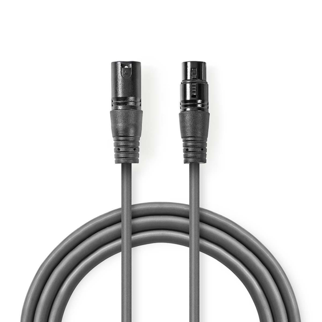 Nedis Balansoitu Audiojohto | XLR 3-Pin uros | XLR 3-Pin naaras | Niklattu | 10.0 m | Pyöreä | PVC | Tummanharmaa | Pakkaus