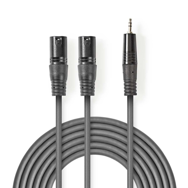 Nedis Balansoitu Audiojohto | 2x XLR 3-Pin uros | 3.5 mm uros | Niklattu | 1.50 m | Pyöreä | PVC | Tummanharmaa | Pahvikotelo