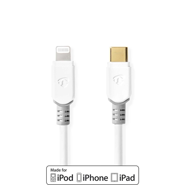 Nedis Lightning Kaapeli | USB 2.0 | Apple Lightning 8-Pin | USB-C™ Uros | 480 Mbps | Kullattu | 2.00 m | Pyöreä | PVC | Valkoinen | Ikkunallinen laatikko