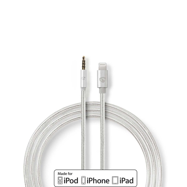 Nedis Lightning Sovitin | Apple Lightning 8-Pin | 3.5 mm uros | Kullattu | 1.00 m | Pyöreä | Nailon | Laatikko kannella ja ikkunalla