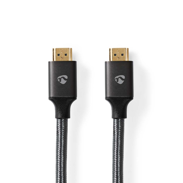 Nedis High Speed HDMI ™ Kaapeli Ethernet | HDMI™ liitin | HDMI™ liitin | 4K@60Hz | ARC | 18 Gbps | 5.00 m | Pyöreä | Puuvilla | Gun Metal Harmaa | Laatikko kannella ja ikkunalla