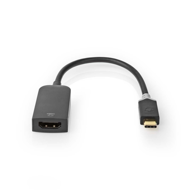 Nedis USB-C™ Sovitin | USB 3.2 Gen 1 | USB-C™ Uros | HDMI™ Ulostulo | 4K@60Hz | 0.20 m | Pyöreä | Kullattu | PVC | Antrasiitti | Ikkunallinen laatikko ja koukkupidike