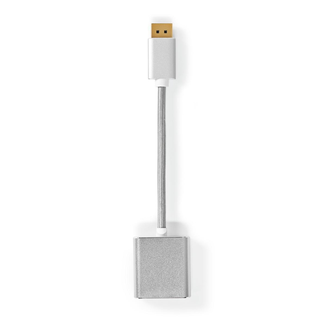 Nedis DisplayPort kaapeli | DisplayPort uros | DVI-D 24+1-Pin Naaras | 1080p | Kullattu | 0.20 m | Pyöreä | Punottu | Hopea | Laatikko kannella ja ikkunalla