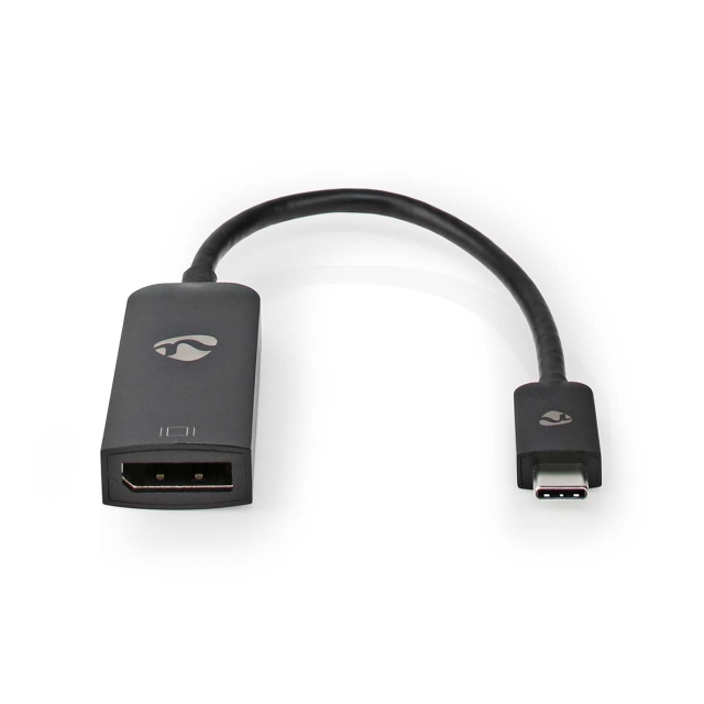 Nedis USB-C™ Sovitin | USB 3.2 Gen 1 | USB-C™ Uros | DisplayPort Naaras | 8K@30Hz | 0.20 m | Pyöreä | Niklattu | PVC | Musta | Laatikko