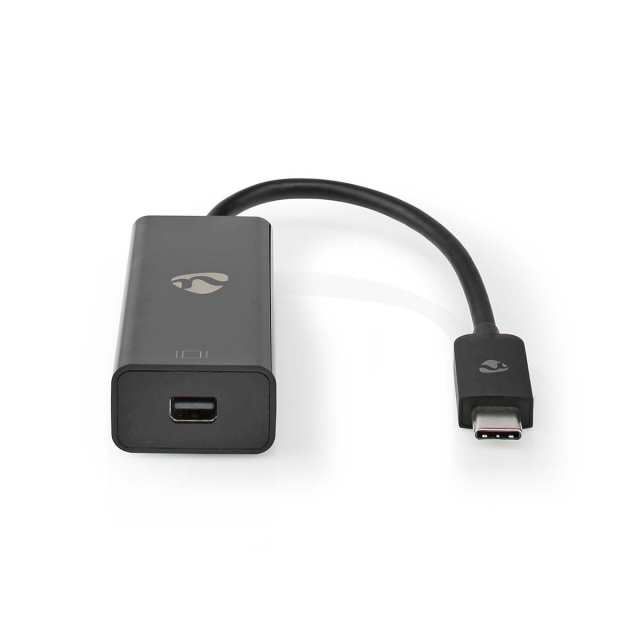 Nedis USB-C™ Sovitin | USB 3.2 Gen 1 | USB-C™ Uros | Mini DisplayPort Naaras | 8K@60Hz | 0.20 m | Pyöreä | Niklattu | PVC | Musta | Laatikko