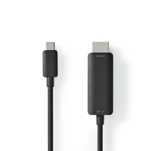 Nedis USB-C™ Sovitin | USB 3.2 Gen 1 | USB-C™ Uros | HDMI™ liitin | 4K@60Hz | 2.00 m | Pyöreä | Niklattu | PVC | Musta | Laatikko