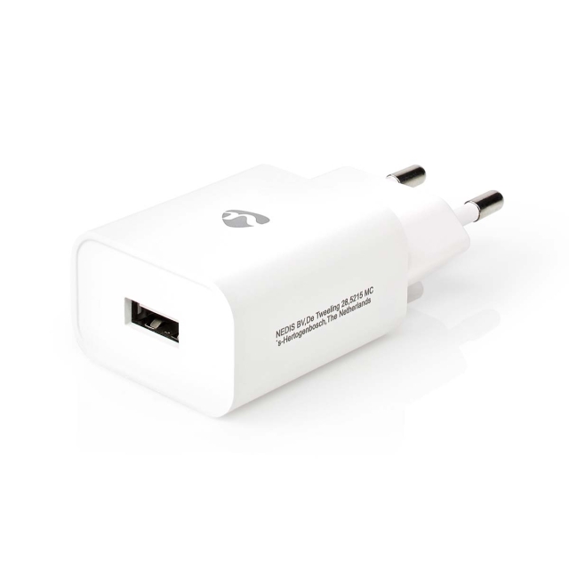 Nedis Seinälaturi | 12 W | Pikalataus-toiminto | 1x 2.4 A A | Lähtöliitäntöjen määrä: 1 | USB-A | Kaapeli ei sisälly | Single Voltage Output | Valkoinen