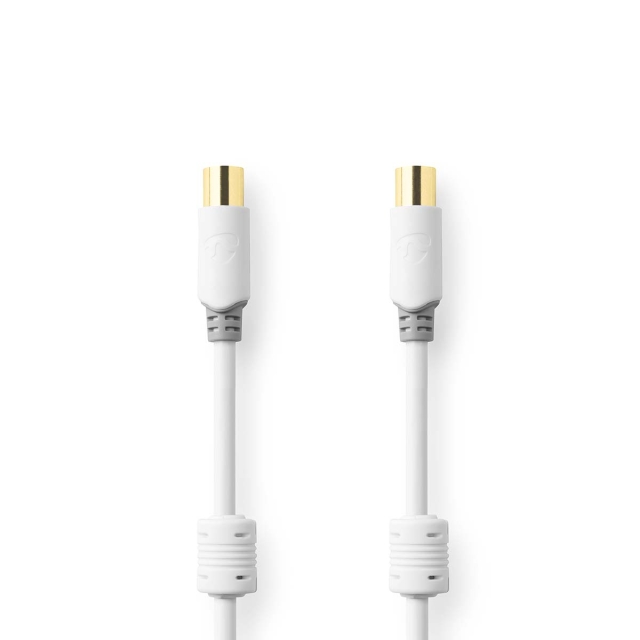 Nedis Koaksiaalikaapeli | IEC (Coax) Uros | IEC (Coax) Naaras | Kullattu | 100 dB | 75 Ohm | Tuplasuojattu | 1.00 m | Pyöreä | PVC | Valkoinen | Laatikko