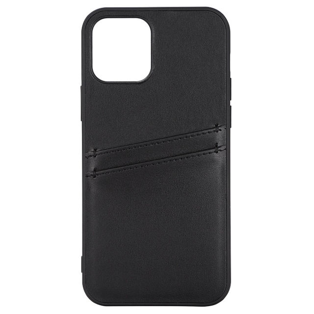 Buffalo Back cover PU 2 card iPhone 12/12 Pro Black