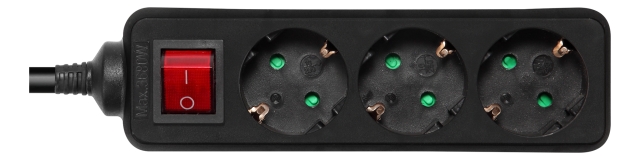 DELTACO outlet 3xCEE 7/3 1xCEE 7/7 switch 3m black