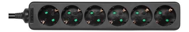 DELTACO outlet 6xCEE 7/3 1xCEE 7/7 3m black