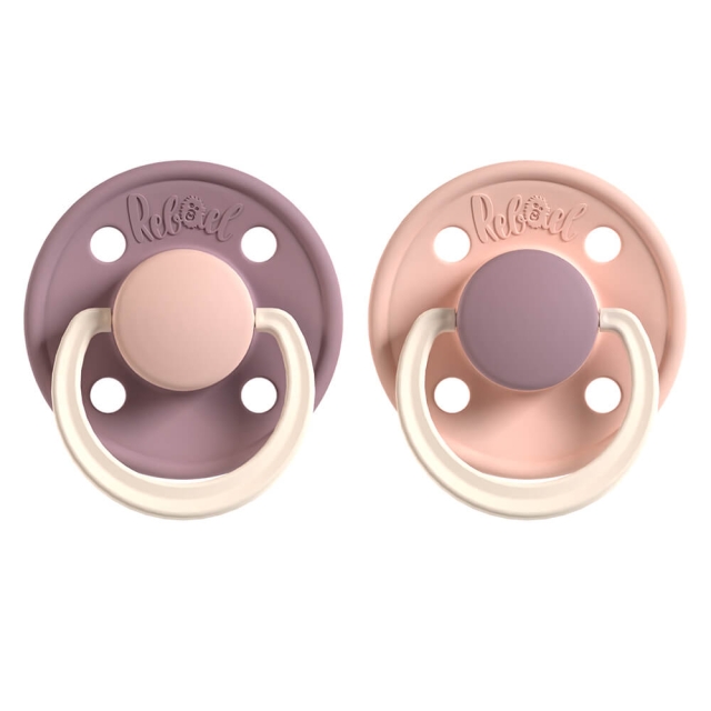 REBAEL Pacifier 2-Pack Size 1 Misty Soft Mouse / Tornado Plum Mouse