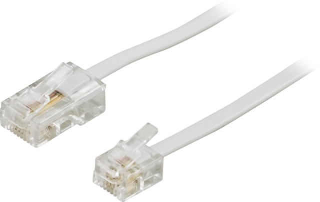 Modulaarikaapeli, 8P4C(RJ45) > 6P4C(RJ11),3 m, valkoinen