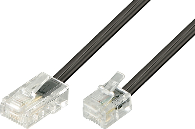 Modulaarikaapeli, 8P4C(RJ45) > 6P4C(RJ11),3 m, musta