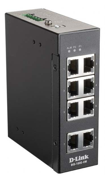 D-Link DIS-100E-8W teollisuuskytkin, Ethernet, 8x 10/100BaseT(X)