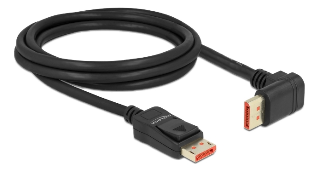 Delock DisplayPort cable male straight to male 90° upwards angled 8K 60Hz 2m