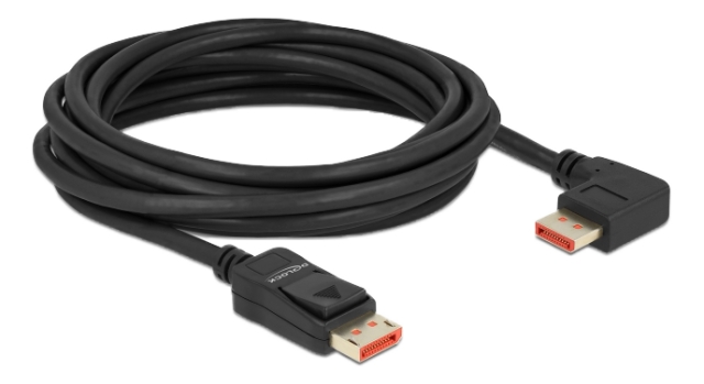 Delock DisplayPort cable male straight to male 90° right angled 8K 60Hz 5m