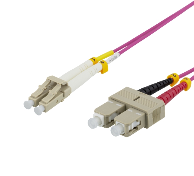 DELTACO OM4-kuitukaapeli, LC – SC, duplex, multimode, 50/125, 1,5m