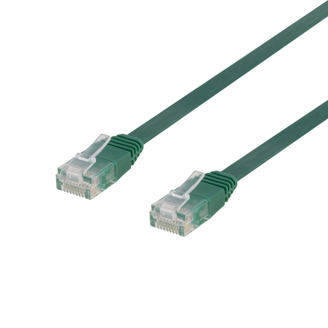 DELTACO U/UTP Cat6 laitekaapeli, litteä, 1,5m, 250MHz, vihreä