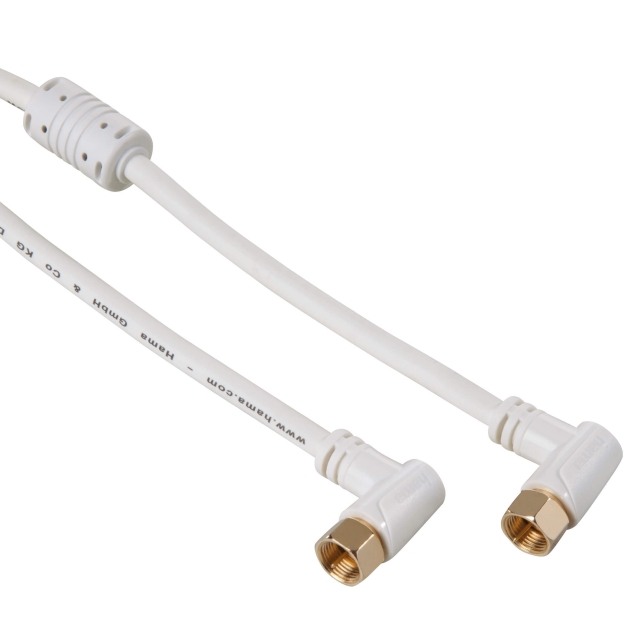 Hama Antennikaapeli SAT 95dB Taivutettu F-Plug - F-Plug Kulta Valkoinen 1.5m