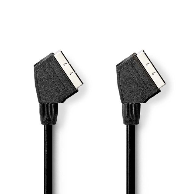 Nedis SCART-kaapeli | SCART Uros | SCART Uros | Niklattu | 480p | 2.00 m | Pyöreä | PVC | Musta | Laatikko