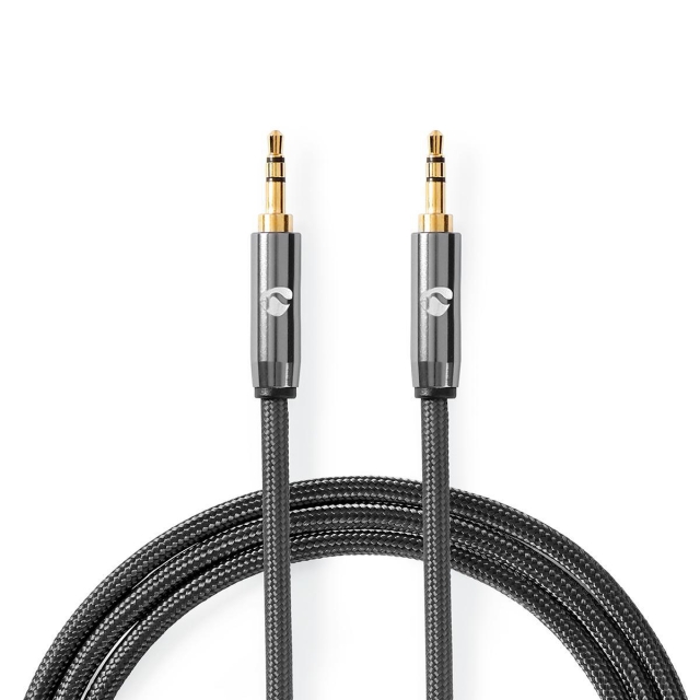 Nedis Stereoäänikaapeli | 3.5 mm uros | 3.5 mm uros | Kullattu | 5.00 m | Pyöreä | Gun Metal Harmaa / Harmaa | Laatikko kannella ja ikkunalla