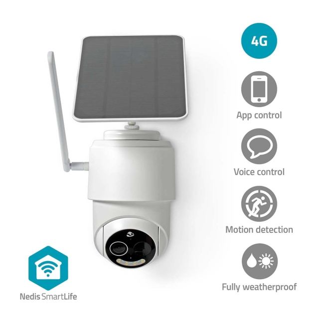 Nedis SmartLife Ulkokamera | Full HD 1080p | Kääntö/kallistus | IP65 | MicroSD (ei sisälly) / Pilvipalvelutallennus (valinnainen) | 5 V DC | Liiketunnistimella | Yökuvaus | Valkoinen