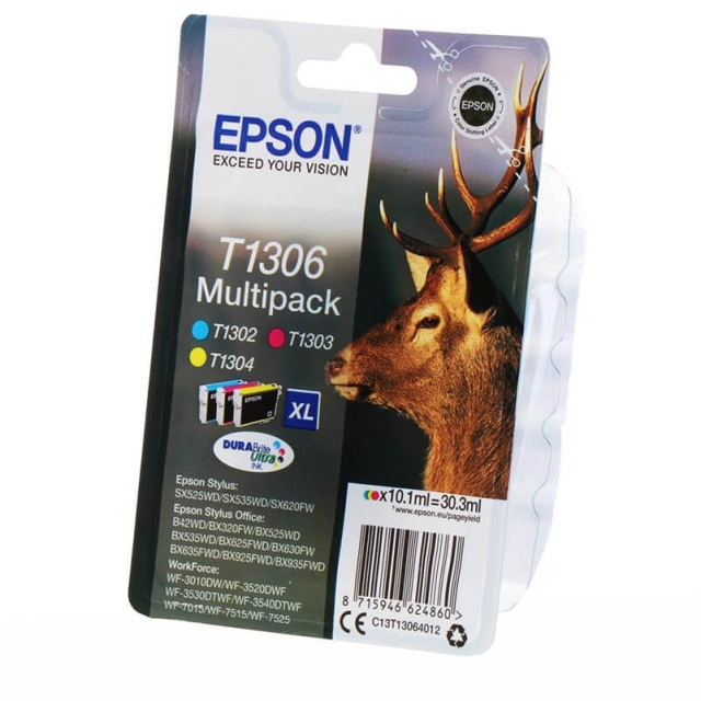 EPSON Musteet C13T13064012 T1306 Multipack Stag
