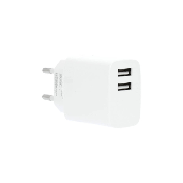 Gear Laturi 220V 2xUSB-A 3.4A Valkoinen USB-C 2.0 Kaapeli 1m
