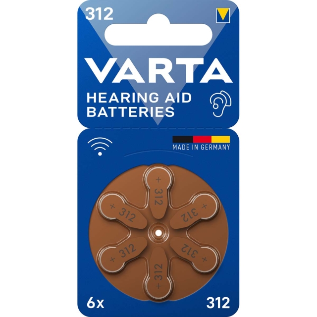 Varta Sinkki-Ilma Paristo PR41 Tyyppi 312 | 1.45 V DC | 6 - Läpipainopakkaus | Kuulolaite | Ruskea