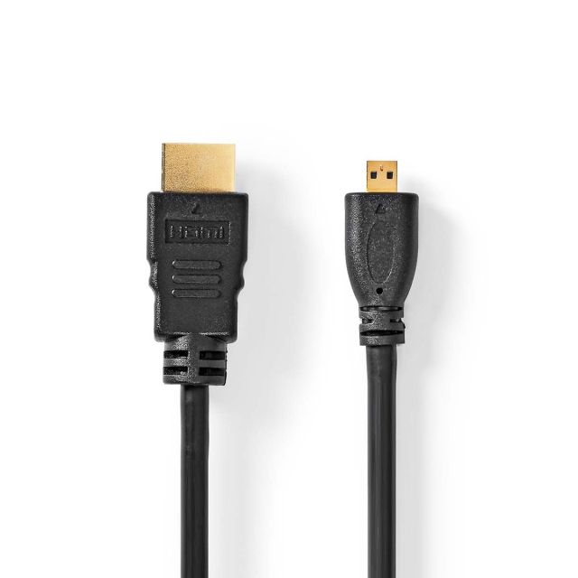 Nedis High Speed ​​HDMI ™ Kaapeli Ethernet | HDMI™ liitin | HDMI™ Micro | 4K@30Hz | 10.2 Gbps | 1.50 m | Pyöreä | PVC | Musta | Label