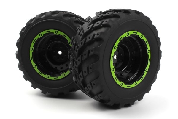 BLACKZON Smyter MT Wheels/Tires Assy (Black/Green/2pcs)