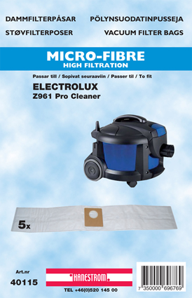 hanestroem Dammsugarpåsar Hanestrom Electrolux Z961  5P