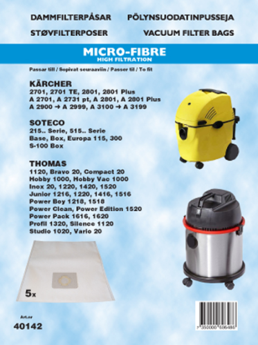 hanestroem Dammsugarpåsar Hanestrom Kärcher 2701, Thomas 5P