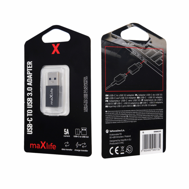 Maxlife USB-C USB 3.0 -sovitin