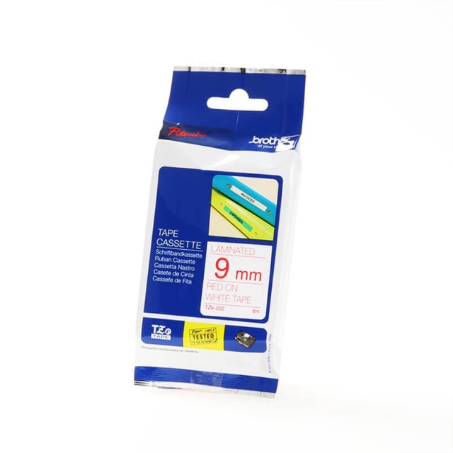 Brother P-Touch TZE-222 9mm Punainen päälle Valkoinen